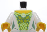 Lego Torso Female Dress Yellowish Green Corset Lime Laces and Bow Neck Pattern