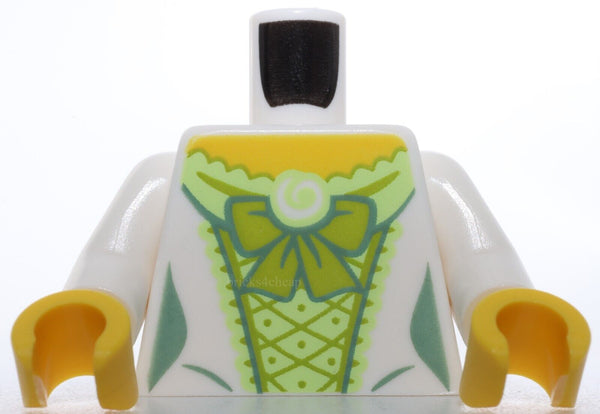 Lego Torso Female Dress Yellowish Green Corset Lime Laces and Bow Neck Pattern Lego Torso Female Dress Yellowish Green Corset Lime Laces and Bow Neck Pattern