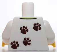Lego Torso Shirt Lime Collar Medium Nougat Dog Head Red Heart Dark Brown Paws