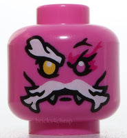 Lego Alien Bushy White Eyebrow Moustache Yellow Eye Dark Green Eye Patch Angry