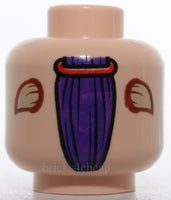 Lego Head Alien Dark Purple Thin Brows Large Reddish Brown Eyes Horns Red Lips