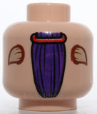 Lego Head Alien Dark Purple Thin Brows Large Reddish Brown Eyes Horns Red Lips