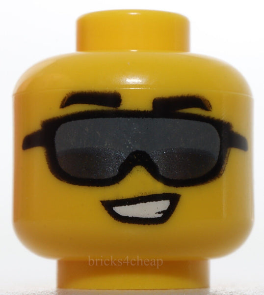 Lego Head Black Eyebrows Dark Bluish Gray and Dark Silver Sunglasses