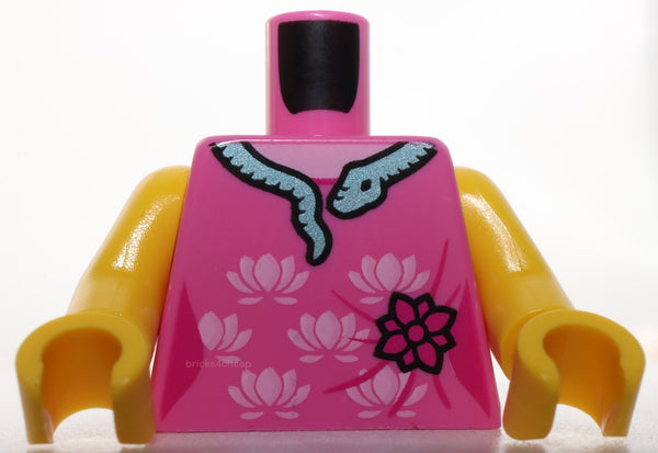 Lego Female Dress Magenta Bright Pink Flowers Metallic Light Blue Snake Collar