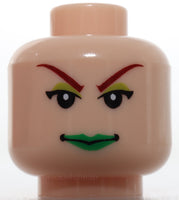 Lego Head Female with Green Lips and Red Eyebrows Pattern Poison Ivy