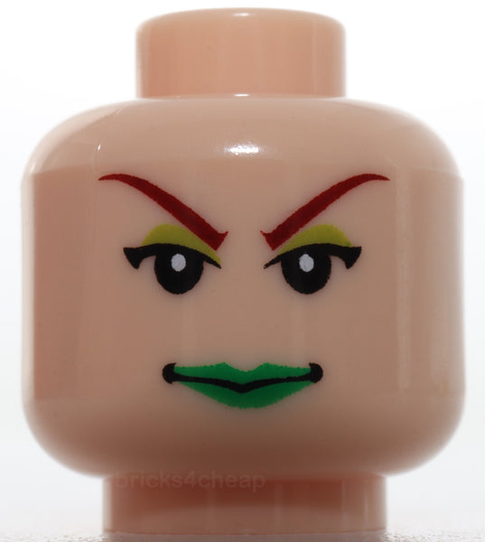 Lego Head Female with Green Lips and Red Eyebrows Pattern Poison Ivy