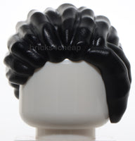 Lego Black Minifig Hair Dreadlocks Parted Bangs Swept Back Left Short Ponytail