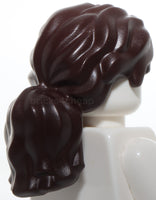 Lego Dark Brown Hair Female Tousled with Long Loose Ponytail Hole on Top