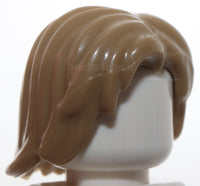 Lego Dark Tan Minifigure Hair Mid Length Tousled with Center Part