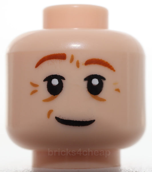 Lego Head Dual Sided Dark Orange Eyebrows Medium Nougat Wrinkles Smile Frown
