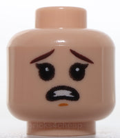 Lego Head Child Dark Brown Eyebrows Medium Nougat Chin Dimple Grin Scared
