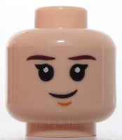 Lego Head Child Dark Brown Eyebrows Medium Nougat Chin Dimple Grin Scared