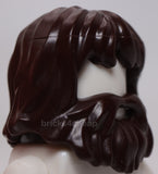 Lego Dark Brown Minifig Hair Shaggy with Beard and Mouth Hole