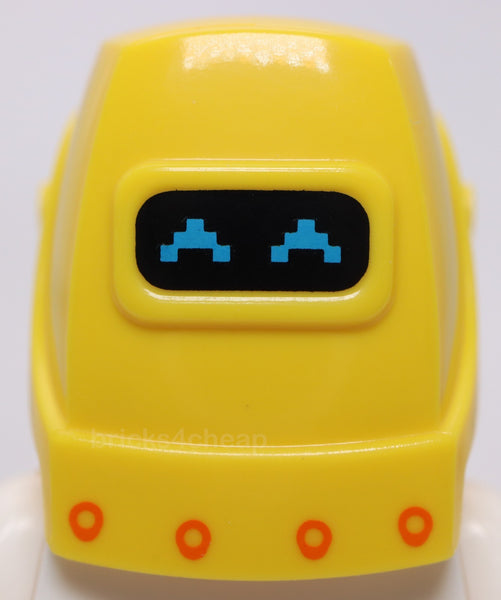 Lego Headgear Helmet Welding with Dark Azure Pixelated Eyes Orange Rivets