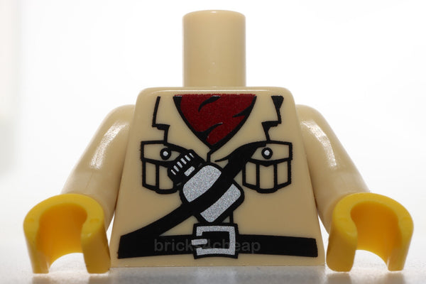 Lego Torso Safari Shirt Red Scarf Belt and Water Bottle Pattern Tan Arms