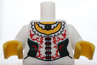 Lego Torso Female Corset Ruffled Collar Black Side Panels Red Filigree Necklace