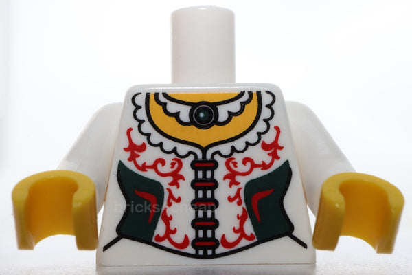 Lego Torso Female Corset Ruffled Collar Black Side Panels Red Filigree Necklace