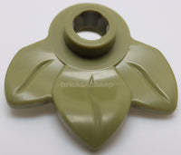Lego 20x Olive Green Plant Plate Round 1 x 1 with 3 Layered Leaves