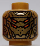 Lego Pearl Gold Head Alien Robot with Gold Armor Plates and 4 Orange Eyes