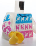Lego Torso Sweater with Black Collar and Cats on Dark Azure and Dark Pink Panels