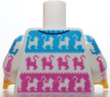 Lego Torso Sweater with Black Collar and Cats on Dark Azure and Dark Pink Panels