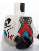 Lego Torso Armor Black Neck Dark Azure Red Chevrons Dark Bluish Gray Jet Pack