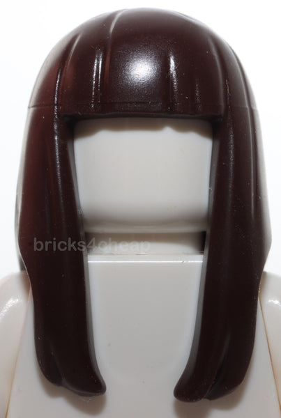 Lego Dark Brown Minifigure Hair Female Long Straight Bangs Flexible Rubber