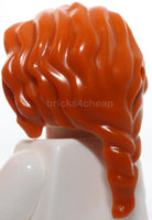 Lego Dark Orange Mini Doll Hair Wavy Parted on Right Loose Braid in Back