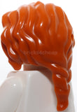 Lego Dark Orange Mini Doll Hair Wavy Parted on Right Loose Braid in Back