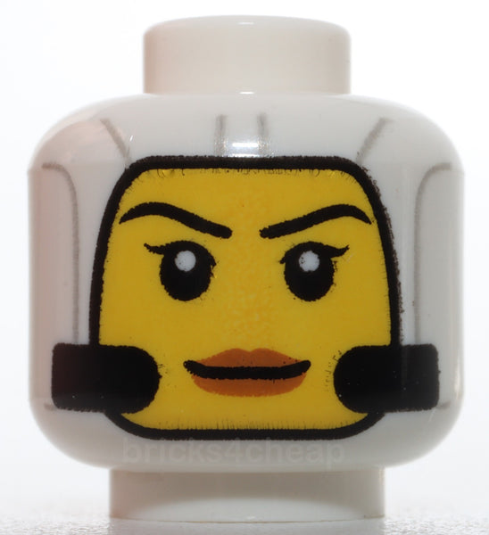 Lego Head Female Balaclava Light Bluish Gray Lines Black Tubes Yellow Face