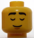 Lego Head Black Eyebrows Closed Eyes Medium Nougat Chin Dimple Open Mouth Smile