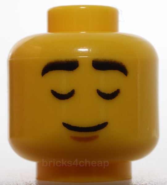 Lego Head Black Eyebrows Closed Eyes Medium Nougat Chin Dimple Open Mouth Smile