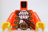 Lego Torso Pirate Jacket Open Gold Trim White Shirt Neck Ruffle Strap Belt