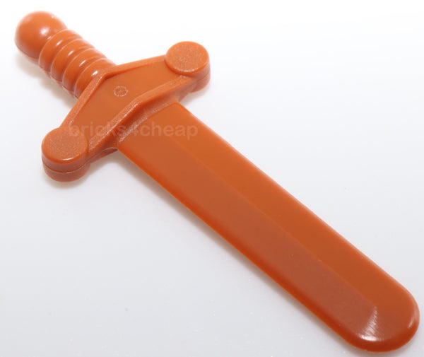 Lego 2x Dark Orange Minifigure Weapon Sword Shortsword Elaborate Hilt