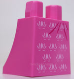 Lego Legs Lower Body Skirt with Bright Pink Flowers and Magenta Creases Pattern