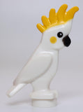 Lego White Bird Parrot Cockatoo Yellow Crest Cheeks Black Eyes and Beak Pattern
