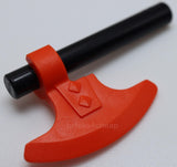 Lego 2x Reddish Orange Minifigure Weapon Axe Head with Clip 3L Black Bar