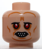 Lego Head Alien Red Eyes Bared Pointed Teeth Medium Nougat Wrinkles Frown