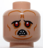 Lego Head Alien Red Eyes Bared Pointed Teeth Medium Nougat Wrinkles Frown