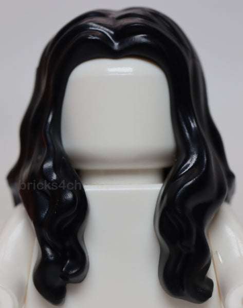 Lego Black Minifigure Hair Long Wavy with Center Part