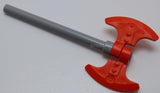 Lego Reddish Orange Weapon Double Axe Head with Clip 6L Light Bluish Gray Bar