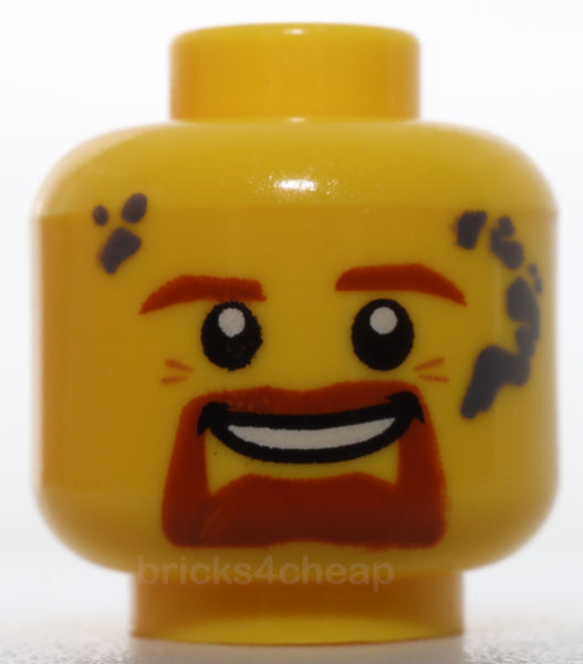 Lego Head Dark Orange Eyebrows Goatee Moustache Dark Bluish Gray Splotches