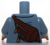 Lego Sand Blue Torso Jacket with Zipper Diagonal Belt and Bag on Back Pattern