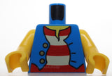 Lego Blue Torso Pirate Vest Open with Gold Buttons over Shirt with Red and White
