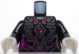 Lego Torso Magenta and Silver Swirls Gold Diamond Necklace Tied on Back Pattern