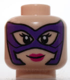 Lego Head Female Dark Purple Mask Magenta Lips Smile Scowl Showing Teeth