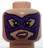 Lego Head Female Dark Purple Mask Magenta Lips Smile Scowl Showing Teeth