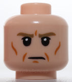Lego Head Dark Tan Eyebrows White Pupils Dark Orange Cheek Lines Creases Frown