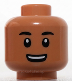 Lego Nougat Head Black Eyebrows Dark Orange Chin Dimple Open Mouth Smile