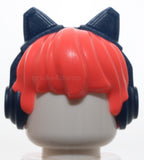 Lego Minifigure Hair Female High Ponytail Molded Dark Blue Headphones Cat Ears
